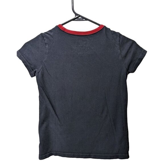 Disney Minnie Mouse Girls M (7/8) T-shirt Black Red Collar "Love the Vibes" - Picture 3 of 5